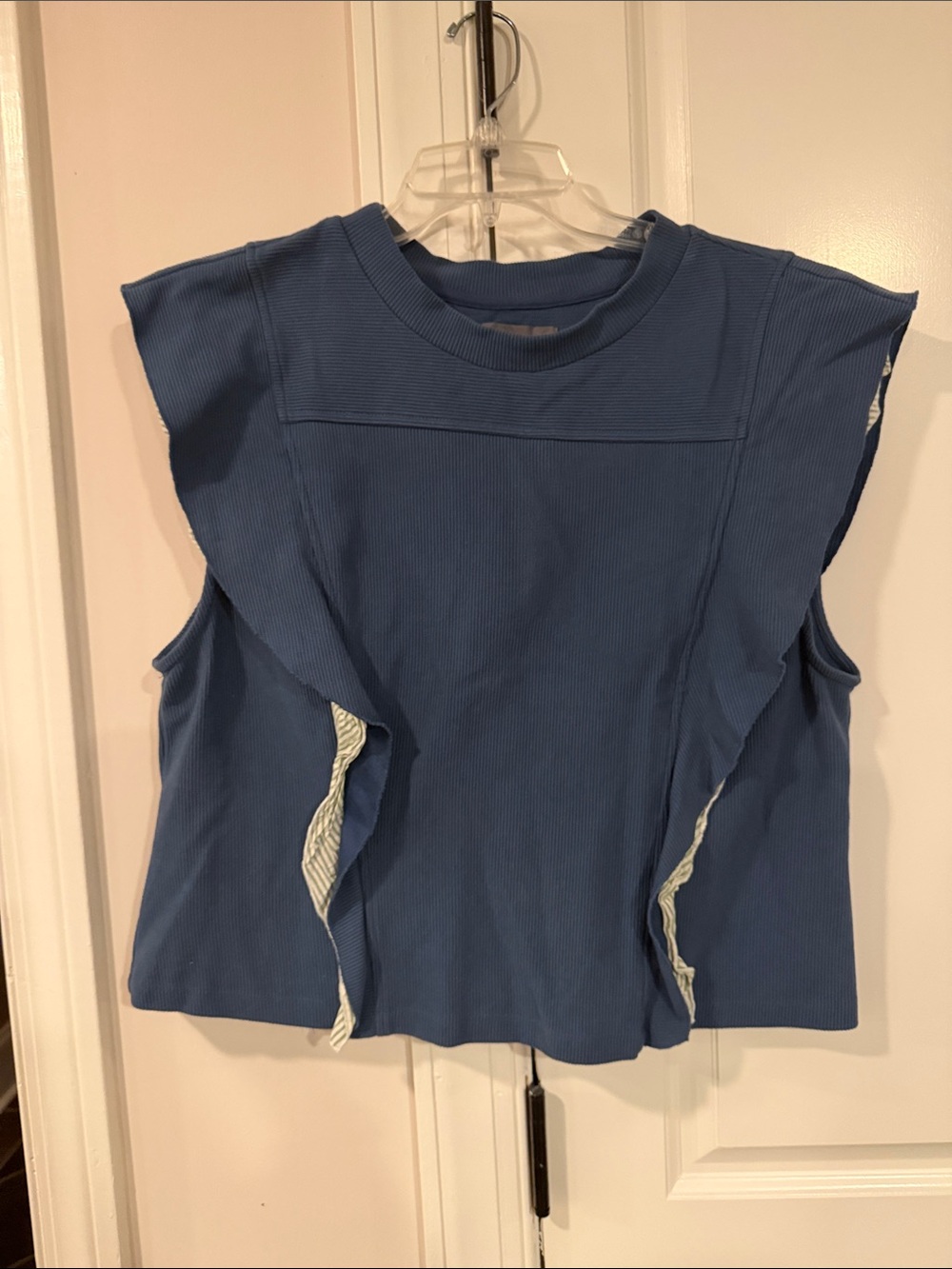Anthropologie Girls' Blue Ruffle-Trim Tank